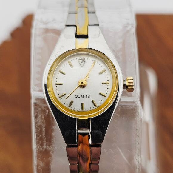 Two Tone Casual Bracelet Watch Thin Link Band Classic Minimalist Everyday Basic - Picture 2 of 7